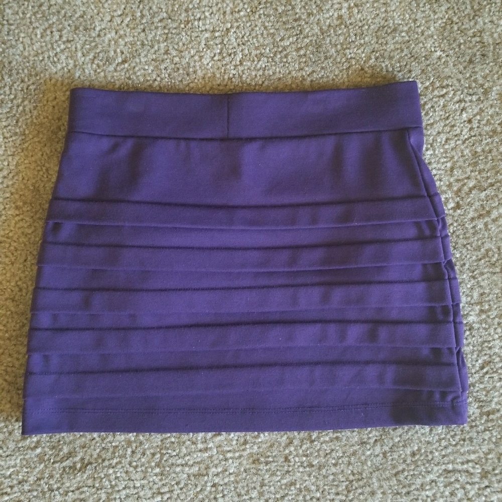 New Royal Dark Purple Fitted Stretchy Mini Skirt